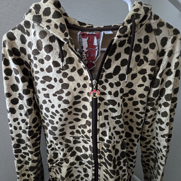 L.A.M.B. Jackets & Blazers - L.A.M.B. Leopard Print Zip Hoodie - Cream & Brown
